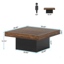 Axyaa LED Square Coffee Table | Rustic Brown & Black | Low Profile Living Room Table