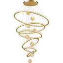 Axyaa Crystal Pendant Chandelier: Modern Living Room Steel Glass Globe LED Lighting