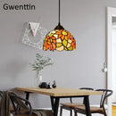 Axyaa Sunflower Tiffany Glass Pendant Light Modern Hanging Lamp for Dining Room Kitchen Decor