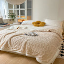 Axyaa Diamond Striped Plush Fleece Sofa Throw Blanket for Warmth & Comfort