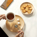 Axyaa Solid Wood Round Tea Plate for Desserts, Fruits, and Snacks