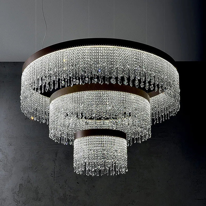 Axyaa Steel Led Crystal Pendant Light: Luxurious Dimmable Hanging Lamp