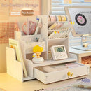 Axyaa Wooden Desk Organizer Shelf Pen Pencil Holder Stationery Office Storage Box