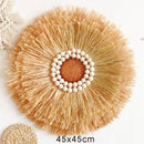Rattan Grass Weaving Wall Decor, Moroccan Style, Axyaa Livingroom Bedroom Background