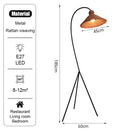 Axyaa Nordic Rattan Sofa Floor Lamp | Hand-woven Designer Light for Living Room