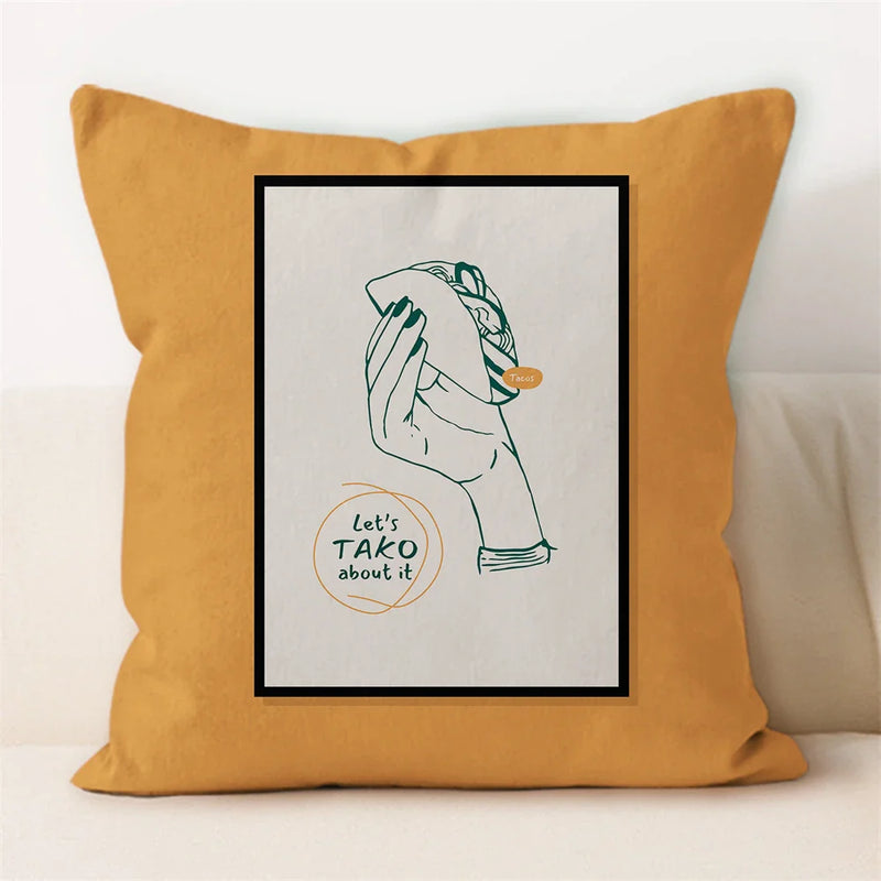Axyaa Fruit Hot Dog Food Pillowcase Square Cushion Cover Home Decor Sofa Pillows