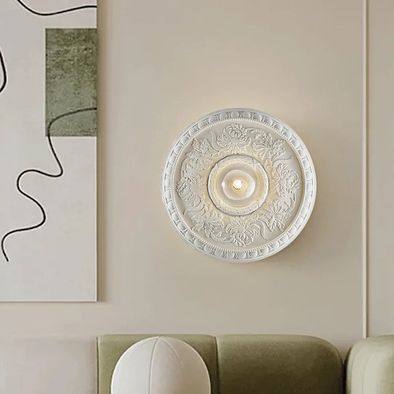Axyaa White Glass Bedside Wall Lamp - High-End Retro Bedroom Sconce