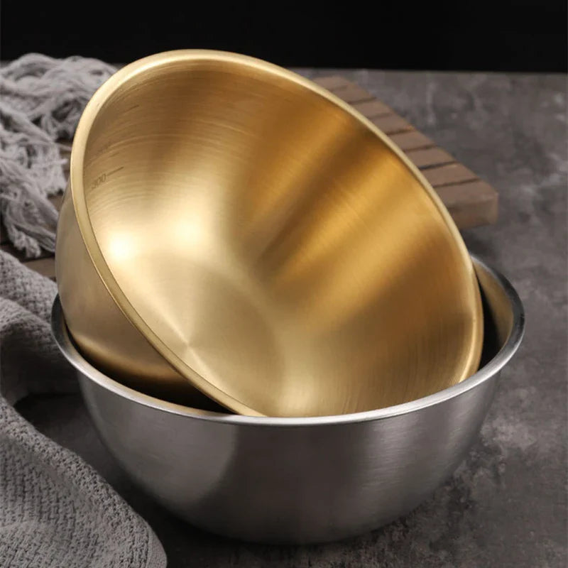 Axyaa Stainless Steel Salad Bowl with Scale - Korean Style Ramen Noodles Soup Container