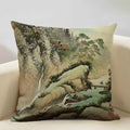 Axyaa Japanese Landscape Ukiyo Style Cushion Cover 45x45cm Art Decor Linen Pillow Case