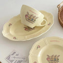 Axya Lace Ceramic Plate, Coffee Mug, Retro Tray, Utensil Storage Tool