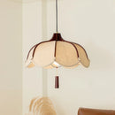 Axyaa Wood E27 Led Fabric Pendant Lights Chandelier Luminarias