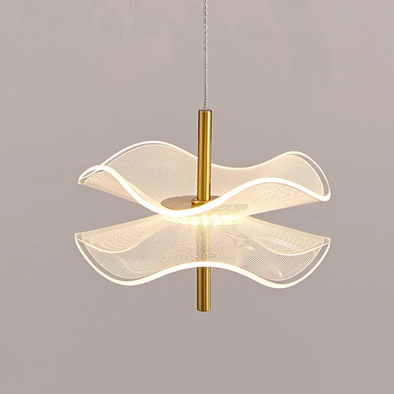 Axya Lotus Leaf Pendant Light: Modern Acrylic Design LED Chandelier for Bedroom and Dining Room