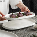 Axyaa Stone Pattern Oval Plate: Ceramic Fish Dessert Sushi Steak Molecular Cuisine Tableware