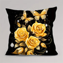 Axyaa Golden Rose Butterfly Pattern Pillowcase - Soft and Stylish Home Decor