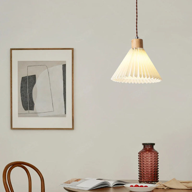 Nordic Pleated Pendant Lights with E27 Base for Dining Room by Axyaa