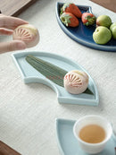 Axyaa Large Snack & Dim Sum Ceramic Dessert Tray with Dried Fruit, Chinese Style.