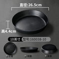 Axyaa Black Melamine Dinner Plates Set - Durable Round Dishwasher Safe BBQ Dishes
