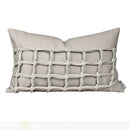 Axyaa Modern Orange Gray Leather Woven Cushion & Pillow Set