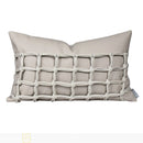 Axyaa Orange Gray Leather Woven Cushion Pillow Handmade Minimalist Room Decoration