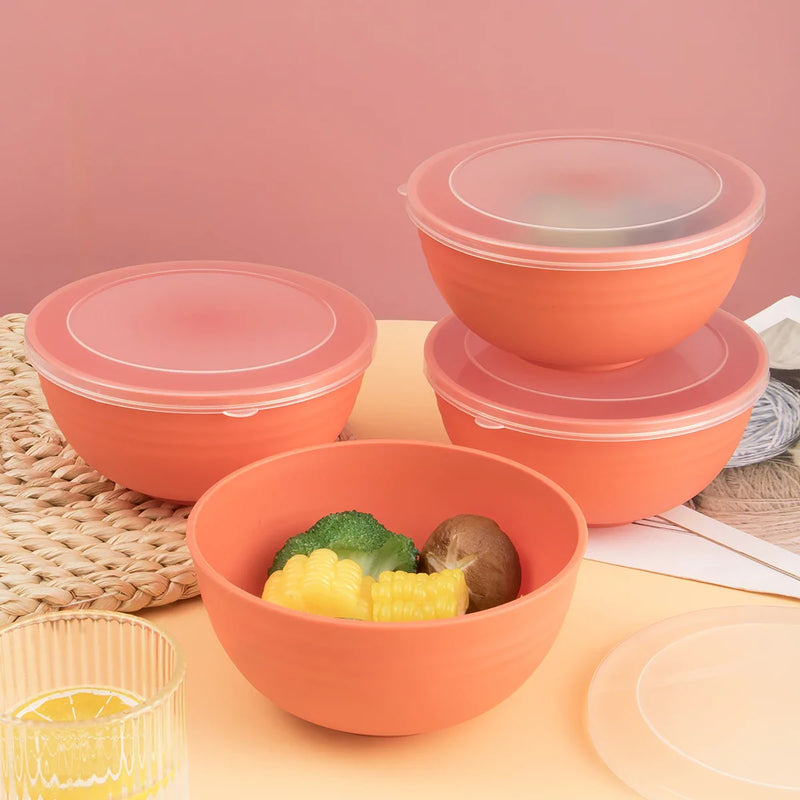 Axyaa 4pcs Bowl Set with Lid & Bento Box for Camping, Picnic, Kitchen Essentials