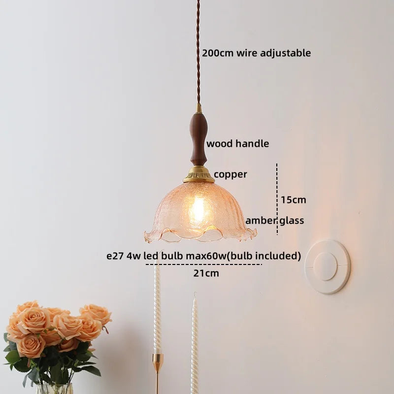 Axyaa Fabric Copper LED Pendant Lights, E14 Nordic Hanging Lamp for Home Decor