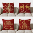 Axyaa Red Pillow with Golden Snowflake Pattern - Sofa, Bedroom, Car Pillow Cover