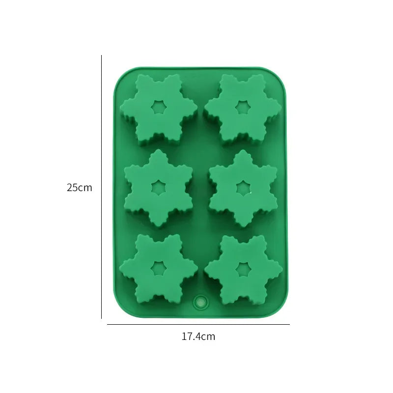 Silicone Christmas Chocolate Mold Set Snowflake Tree Stars Elk Snowman Axyaa