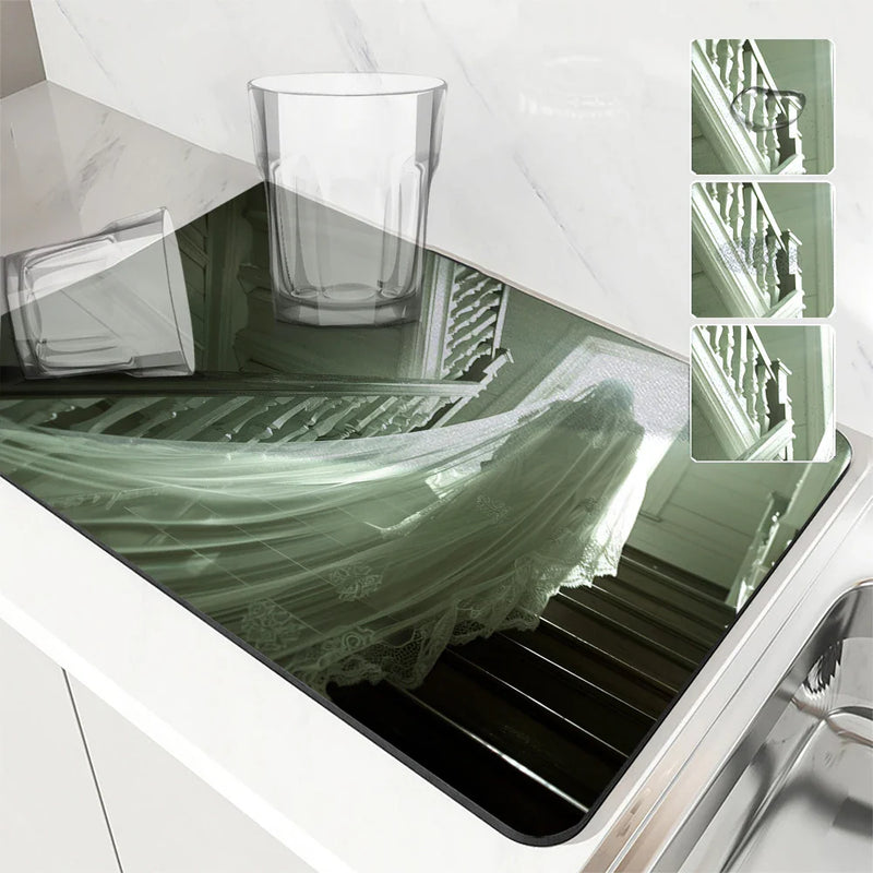 Axyaa Ghost House Absorbent Anti-slip Dish Mat