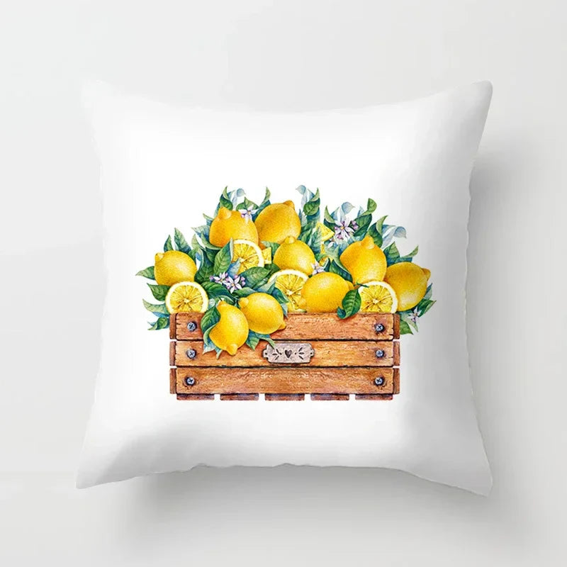 Lemon Pattern Summer Cushion Cover Throw Pillow for Sofa Decoration by Axyaa