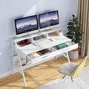 Axyaa 47" Computer Desk with Storage Shelf, Drawers & Monitor Stand