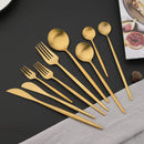 Axyaa Matte Gold Tableware Cutlery Set Stainless Steel Flatware Kitchen Dinner
