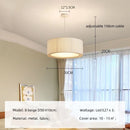 Axyaa Creamy Fabric LED Chandelier, Minimalist Bedroom Dining Room Pendant Light