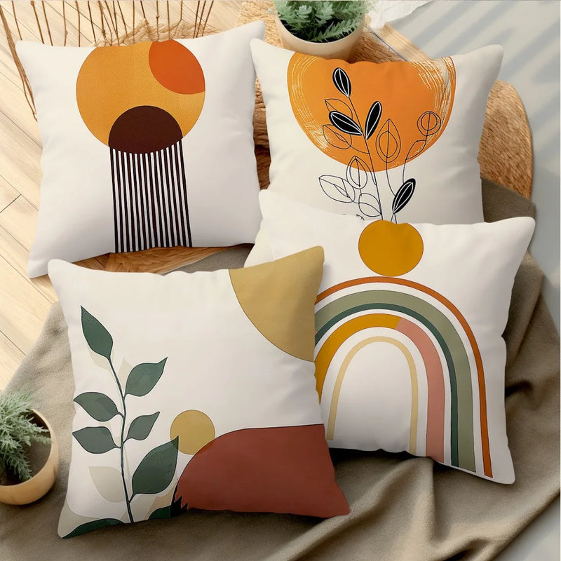 Axyaa Minimalist Geometric Round Printed Pillowcase - Bohemian Home Decor