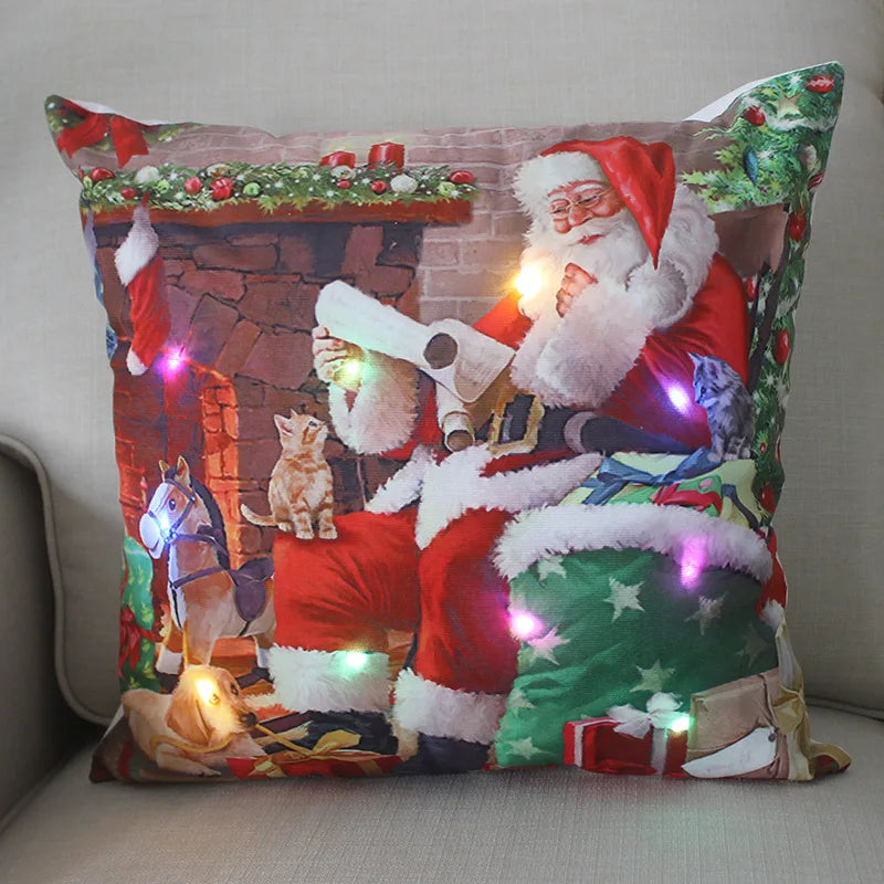 Axyaa LED Christmas Pillow Cover for Festive Holiday Decor