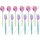 Axyaa 12Pcs Gold Mirror Stainless Steel Fork Spoon Set for Kitchen Dinnerware