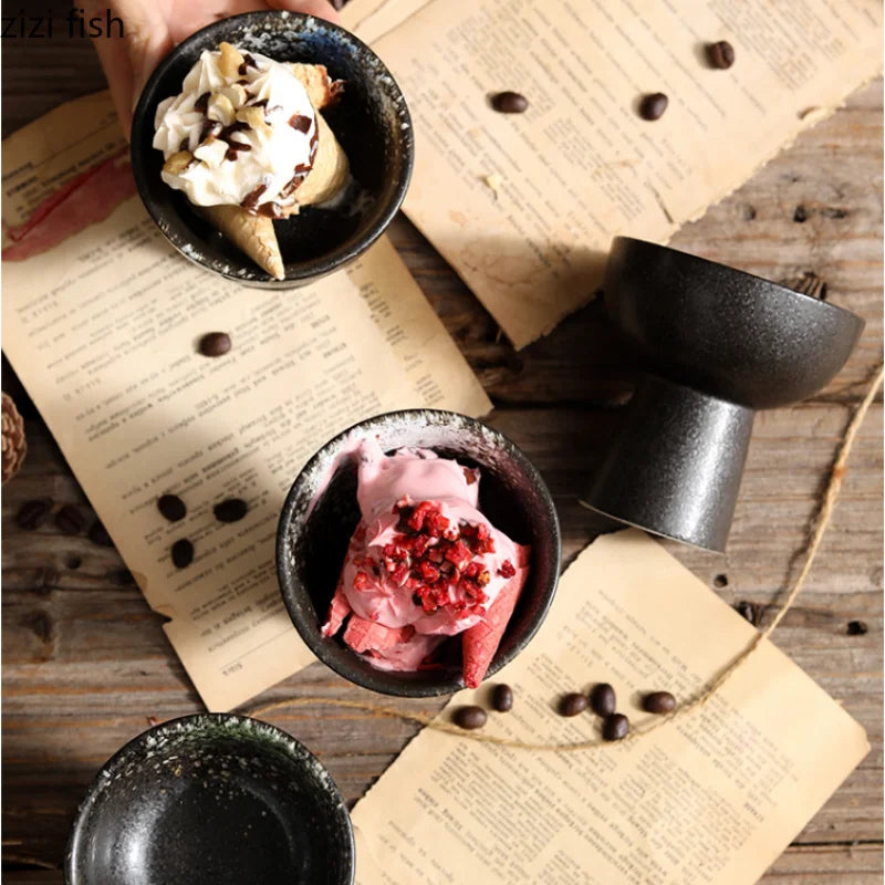 Axya High Feet Ceramic Dessert Bowl Set
