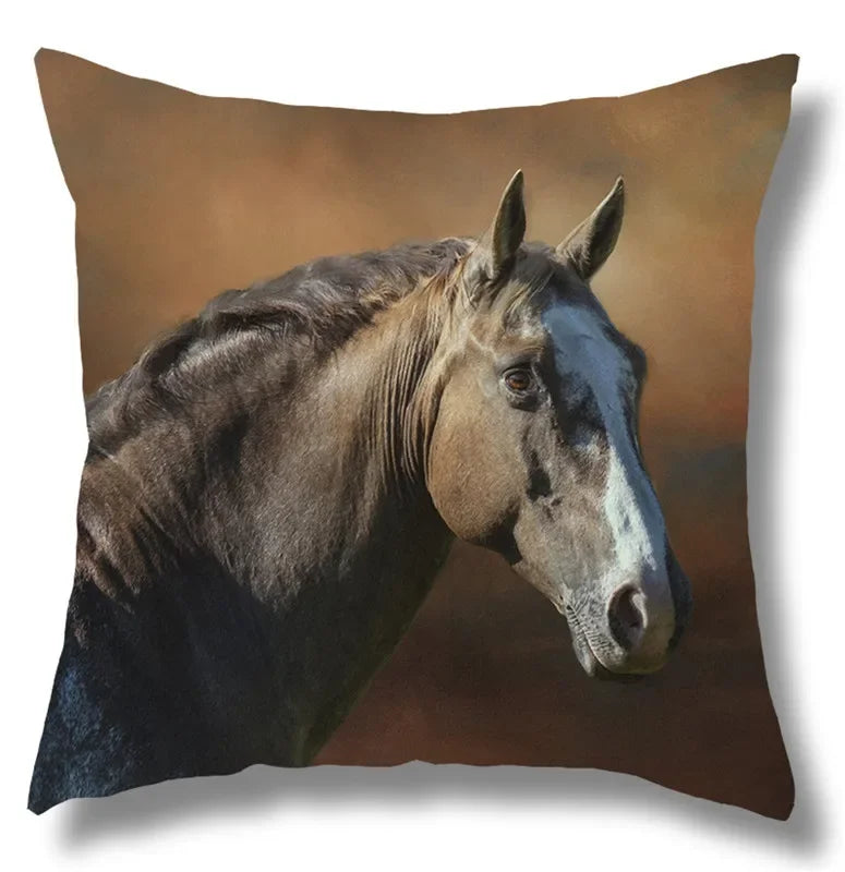Fine Horse Print Cushion Cover for Home Decor by Axyaa