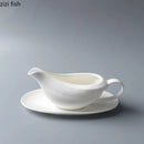 Axyaa 160ml Ceramic Gravy Boat Set in Pure White for Steak Sauce and Specialty Dishes