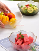 Axyaa Glass Fruit Salad Plate - Gold-Plated Household Tableware Bowl