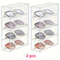 Axyaa Sunglass Display Case with Drawer: Clear Stackable Eyeglass Organizer Box