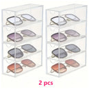 Axyaa Sunglass Display Case with Drawer: Clear Stackable Eyeglass Organizer Box