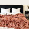 Axyaa Leopard Print Flannel Nap Blanket, Warm for Autumn/Winter