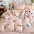 Axyaa Animal Paradise Embroidery 4-Piece Cotton Towel & Bedding Set for Home and Dorm