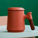 Axyaa Ceramic Bubble Tea Cup with Wood Handle - Luxury Vintage Coffee Mug