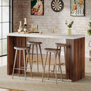Axyaa Marble Bar Table: 55.12-Inch Modern Freestanding Mini Bar with Faux Marble Finished Tabletop