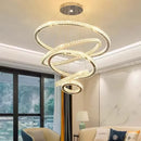 Axyaa Modern Gold Crystal Chandelier LED Rings for Lobby and Staircase Lighting