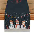 Axyaa Christmas Snowmen Snowflakes Table Runner for Kitchen and Holiday Party