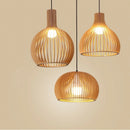Axyaa Birdcage Pendant Lamp: Handmade Wood, E27 LED Suspension Light for Dining, Bar