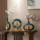 Axyaa Chinese Style Ceramic Vase with Wooden Frame: Retro Modern Home Decor Vase