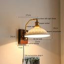 Axyaa Nordic Copper LED Wall Sconce with Adjustable Switch, Walnut Bedside Lamp